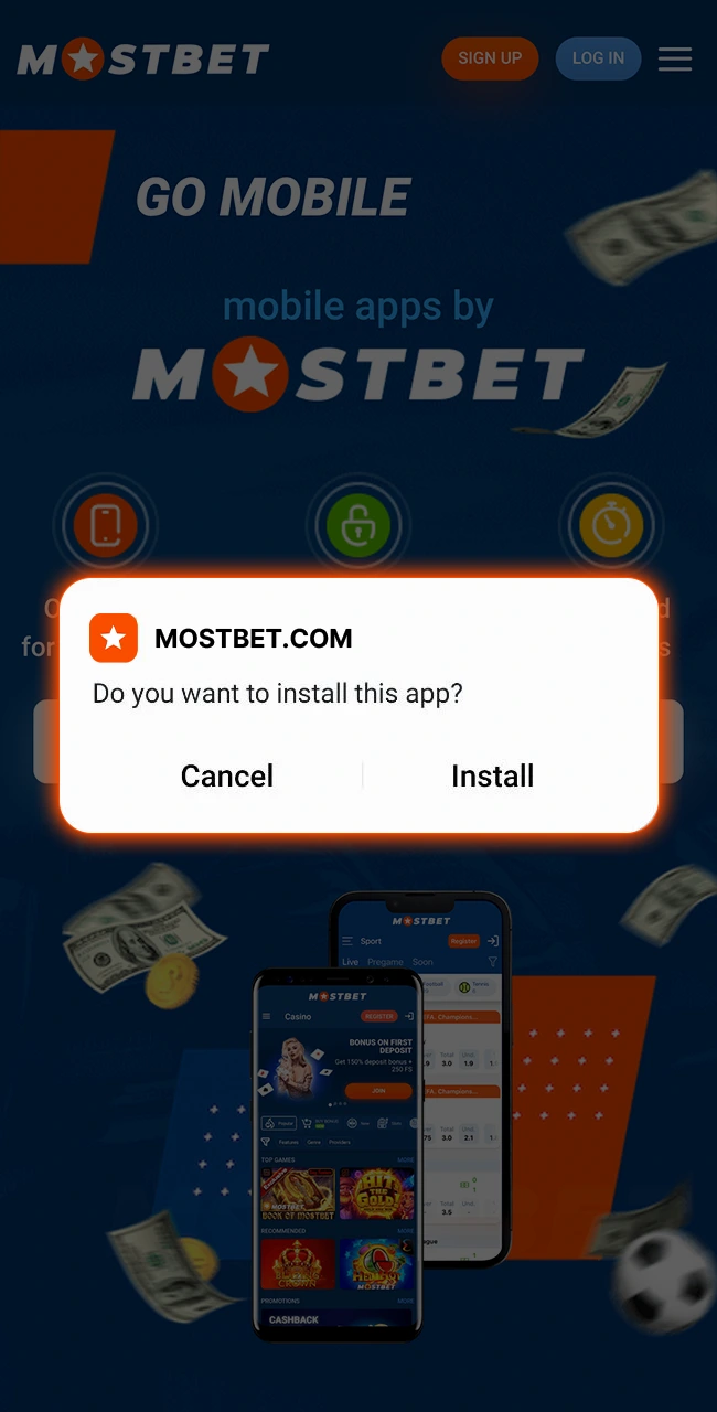 To install the Mostbet app, download the APK file.