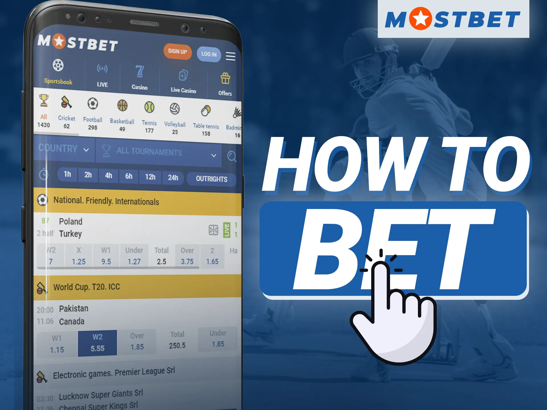 Instructions for players on how to place bets in the Mostbet online casino.