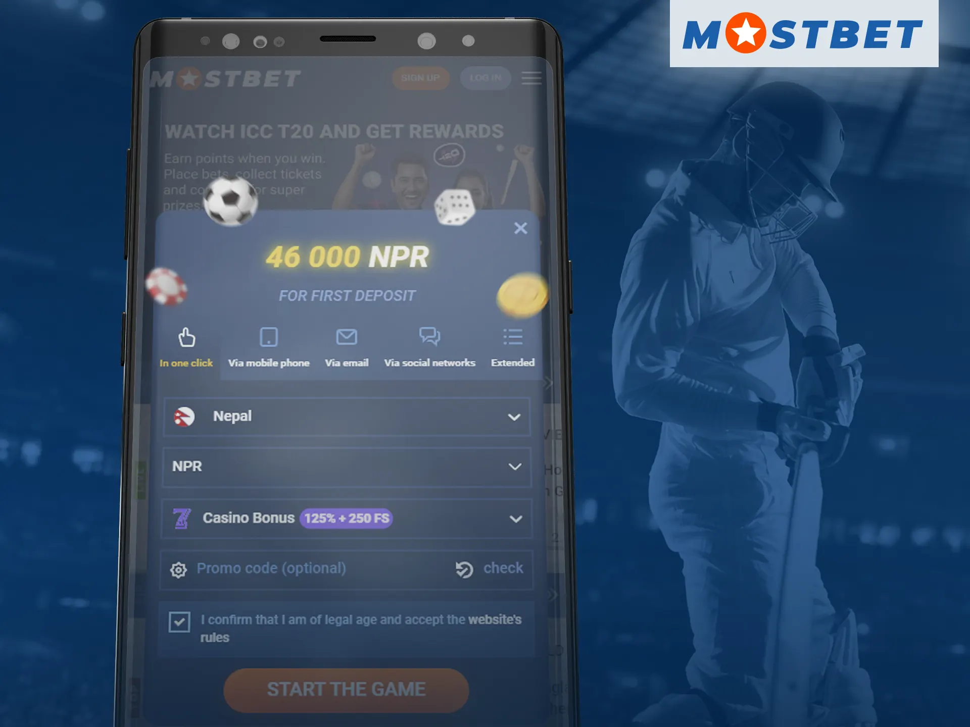 How to register in the Mostbet online casino application.