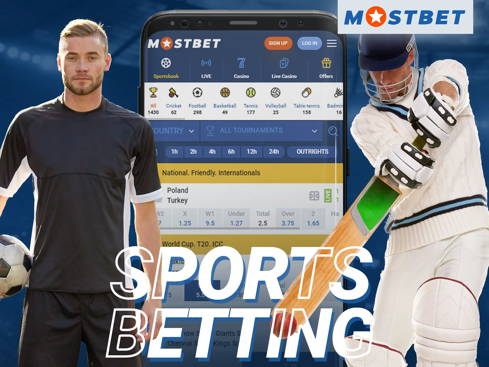 What sports bets are available at Mostbet online casino.