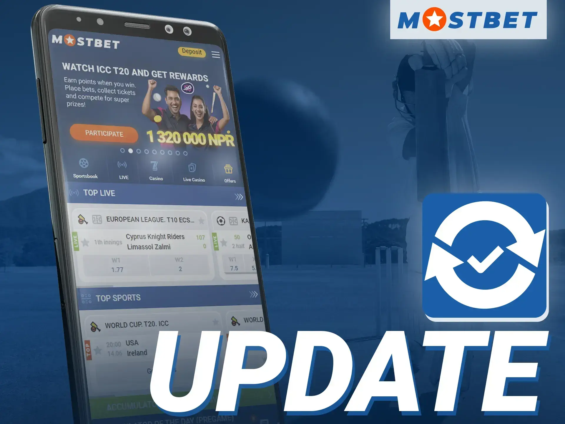 How do I update the Mostbet online casino app on my phone.