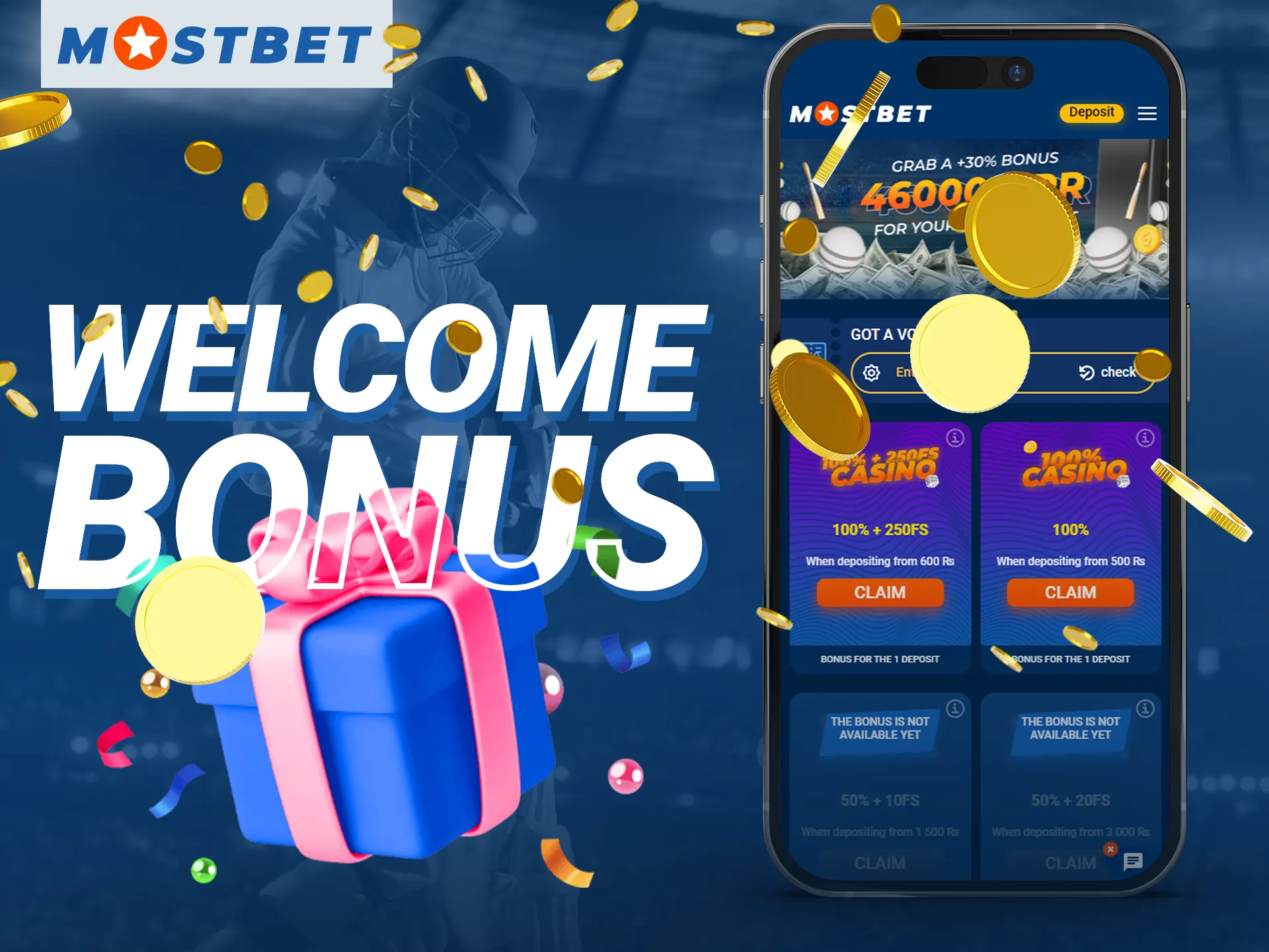 What do I need to do to receive a welcome bonus at the Mostbet online casino.