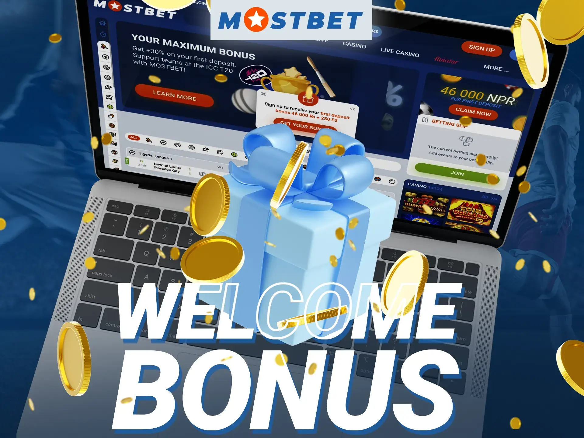 What welcome bonus can I get at Mostbet online casino.