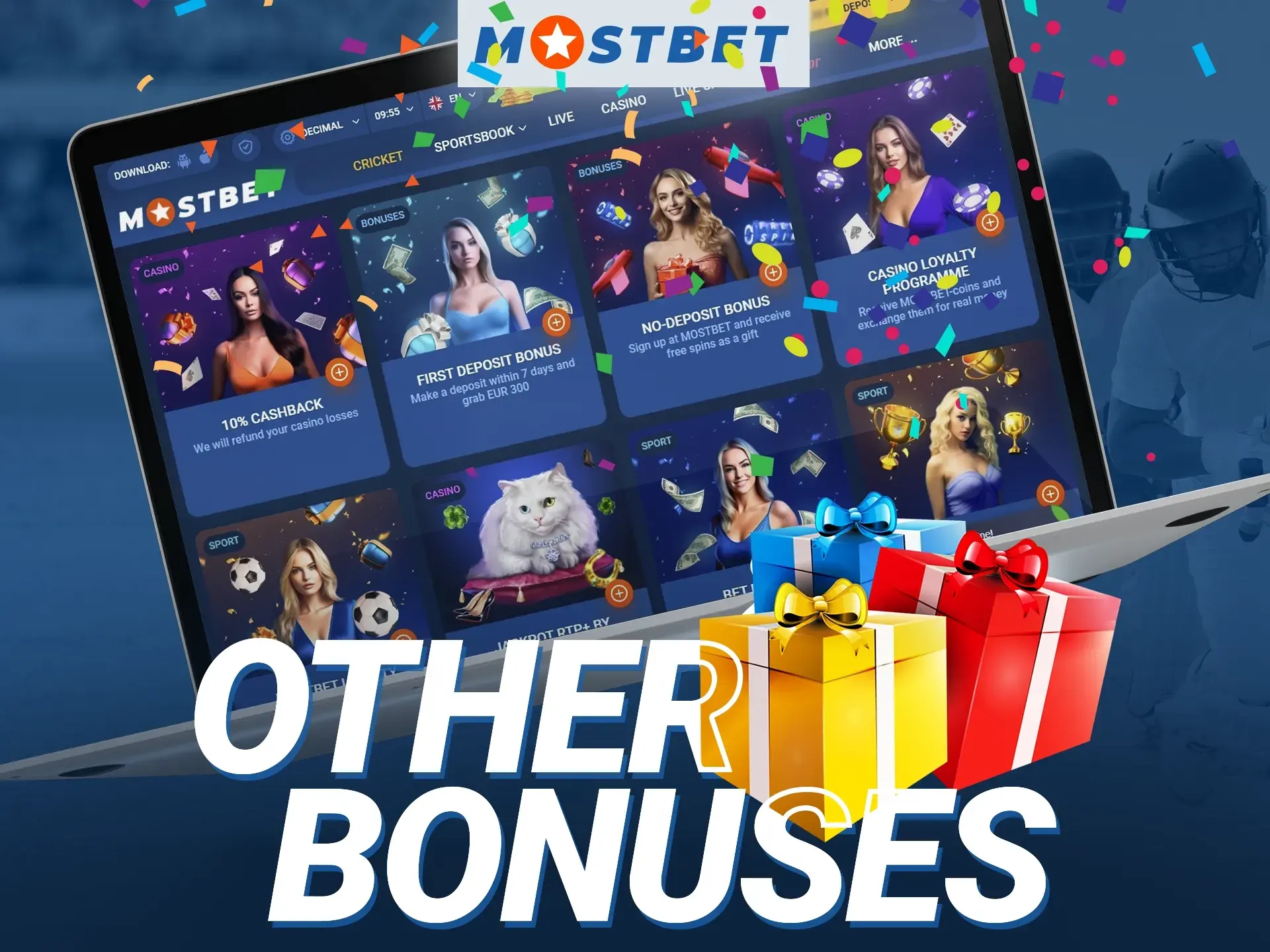 What are the bonuses for players at the Mostbet online casino.