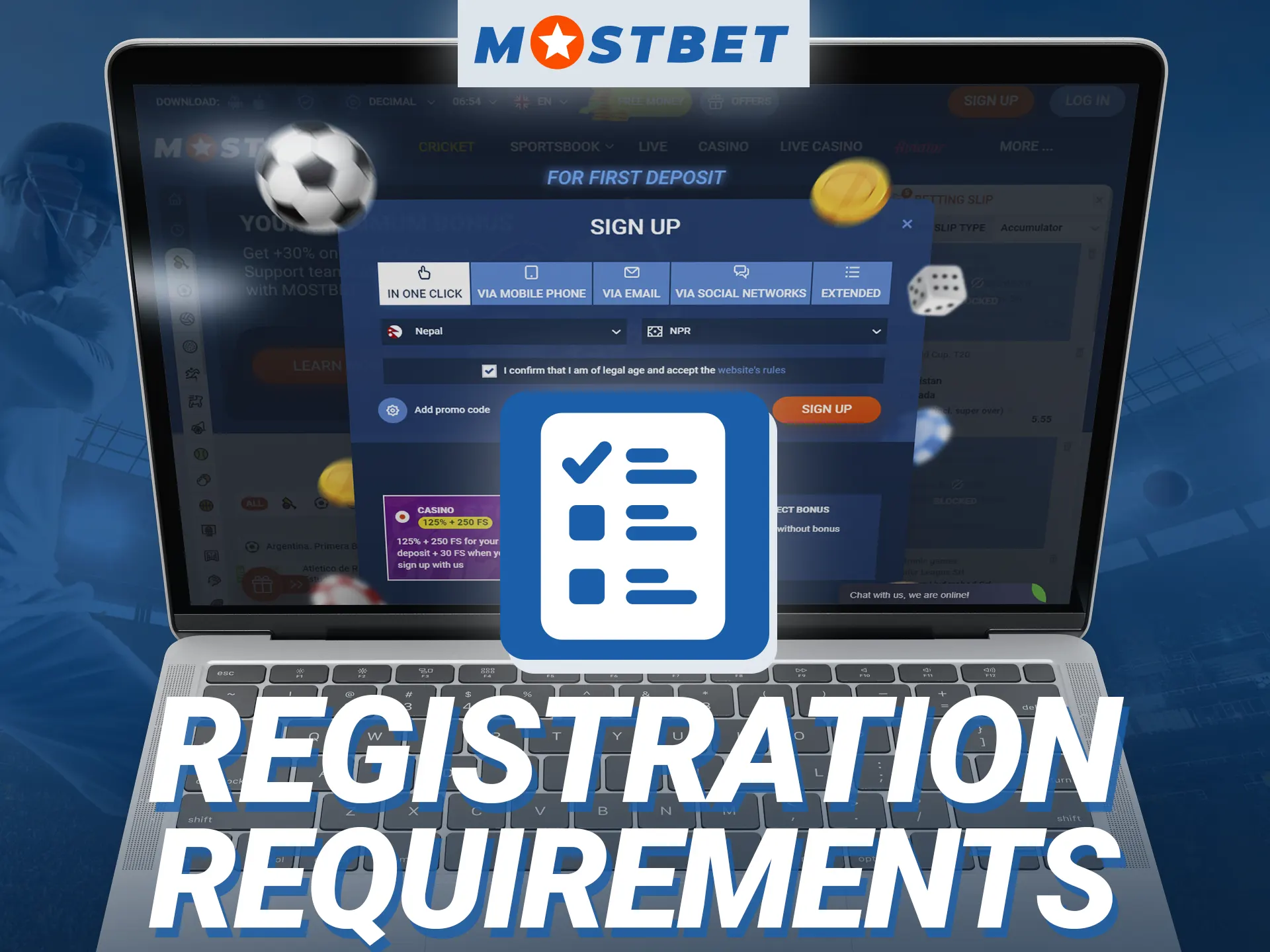 What are the conditions for creating new accounts for users at the Mostbet online casino.