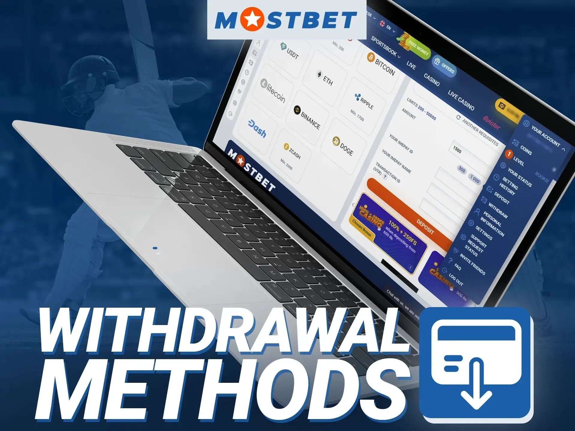 What payment methods can be used to withdraw money from the Mostbet online casino.