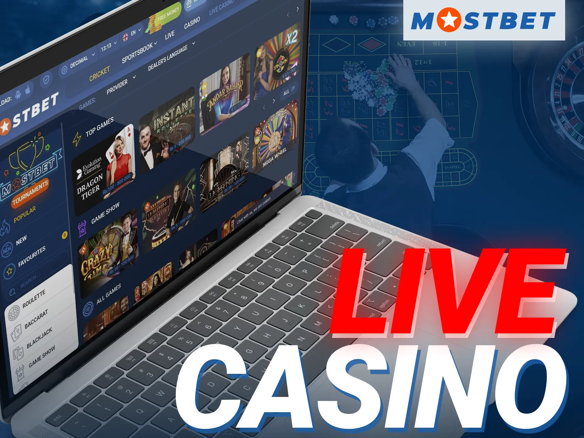 Immerse yourself in a real casino atmosphere with Mostbet.