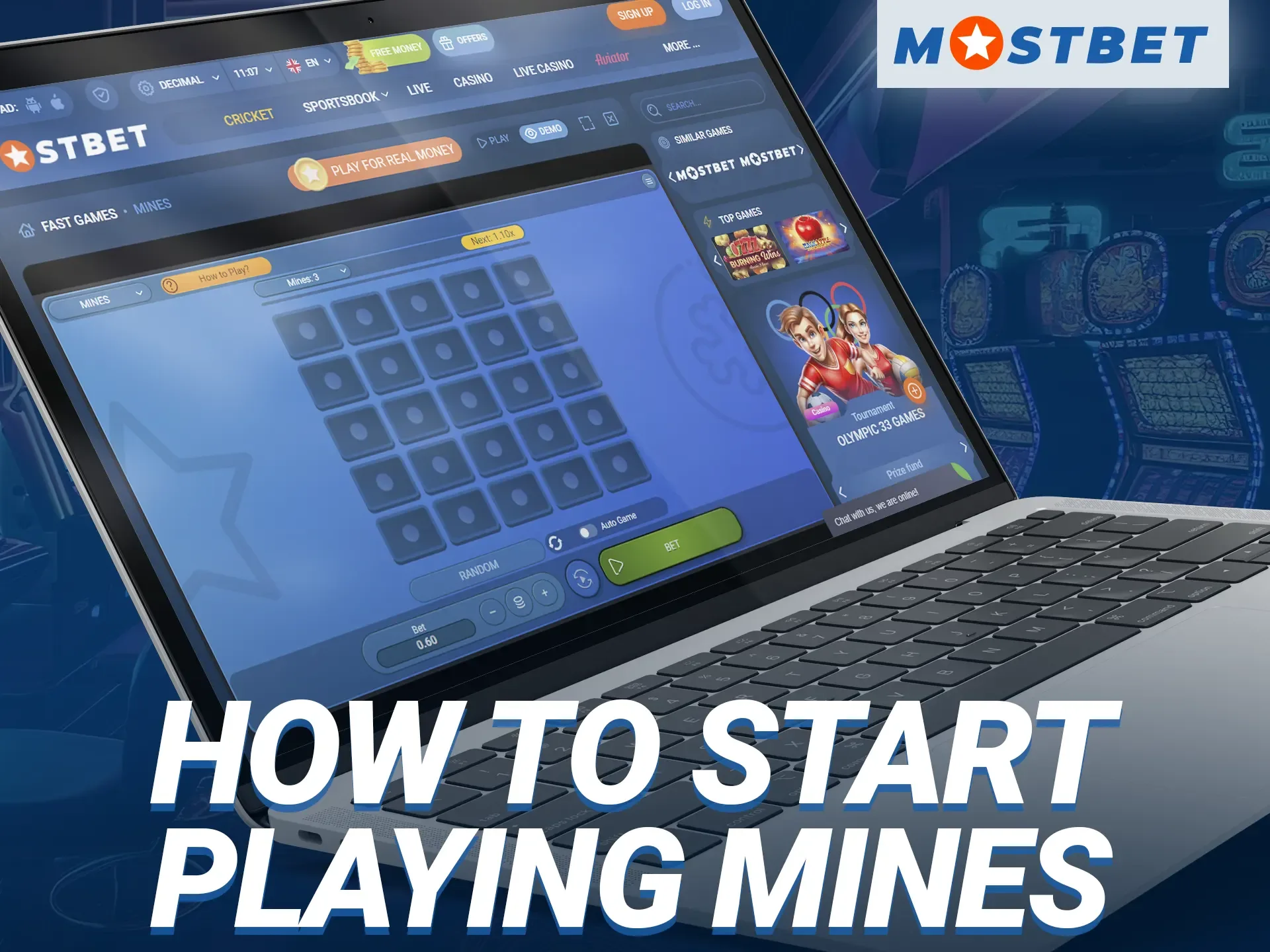 Register at Mostbet and start the Mines game.