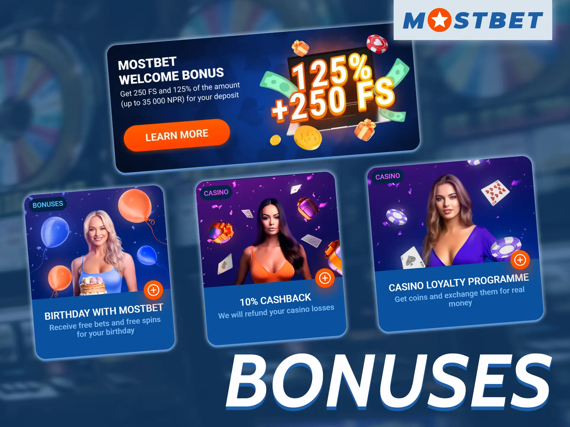 Mostbet in Nepal offers bonuses promotions to play slots.