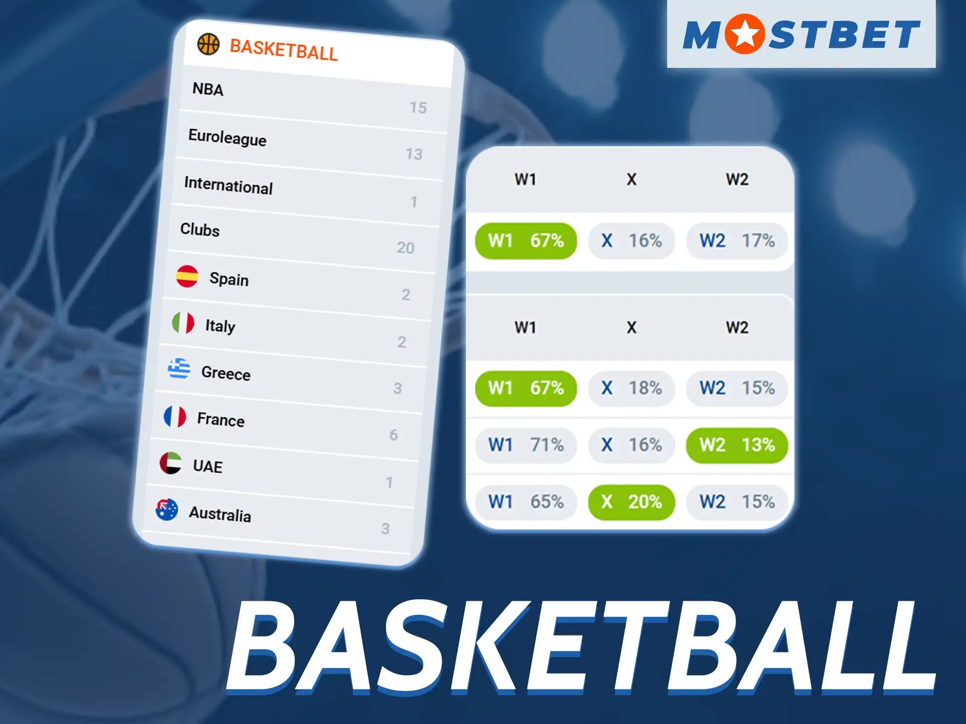 Mostbet Nepal users can bet on basketball matches.