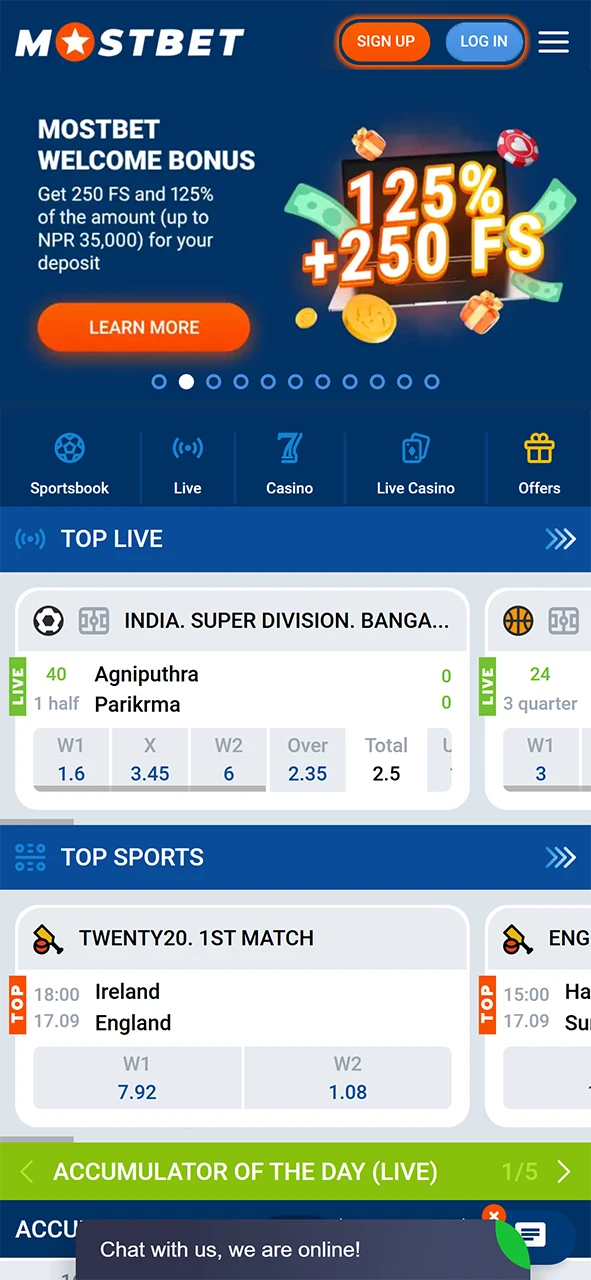 Push the Sign Up button or Log In button to start join TOTO draws on the official website of Mostbet.