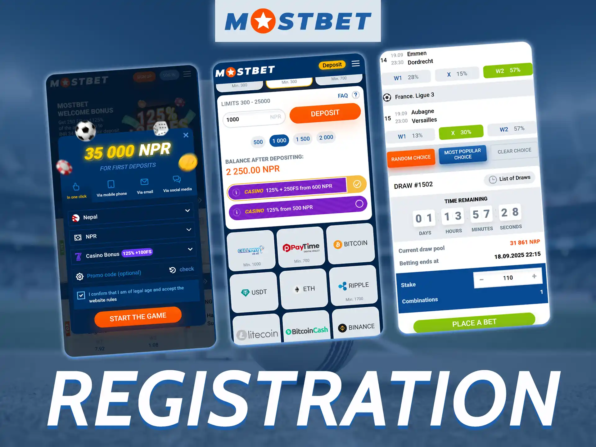 Sign up and make a deposit to start betting on TOTO on the official website of Mostbet.